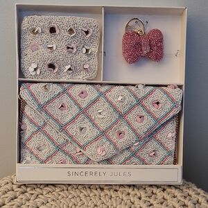 Sincerely Jules Beaded Clutch and Key Holder - Pink, Gold, and Blue